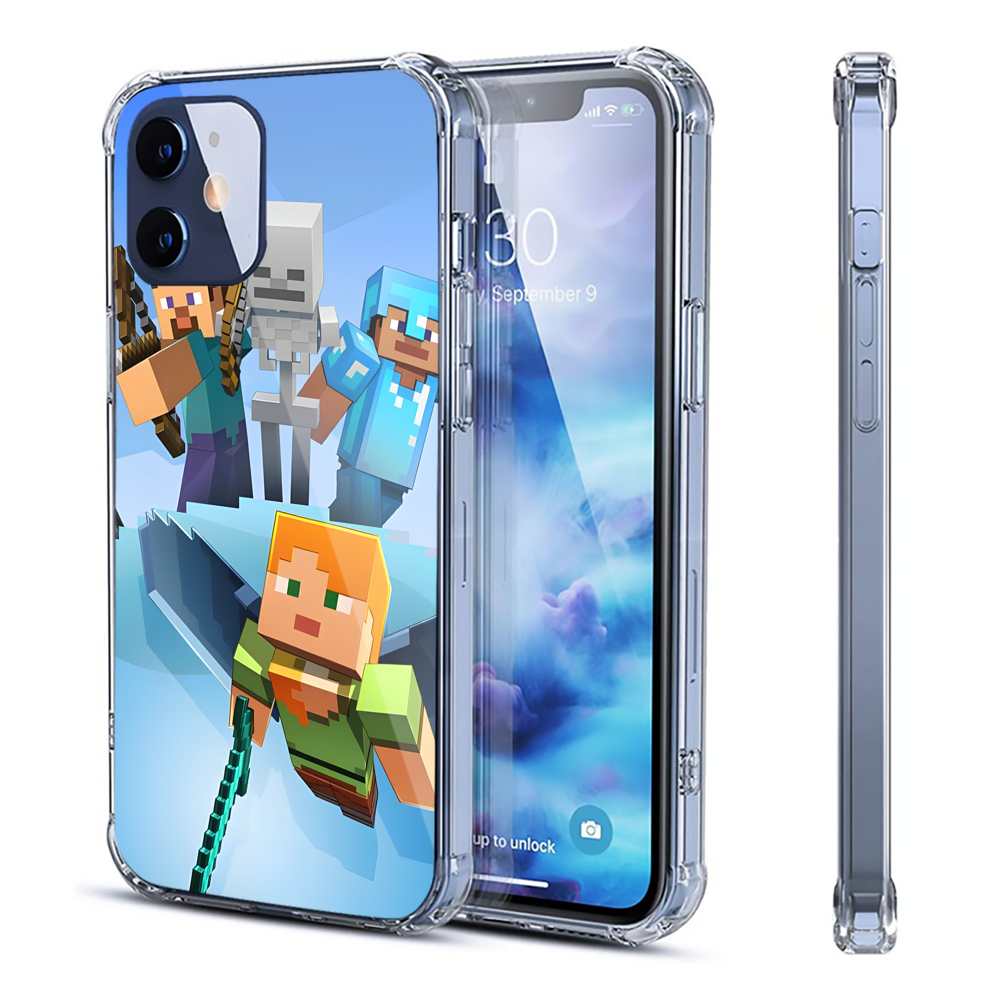 （画像用） マインクラフト ブロックの世界 Minecraft MC Block world 【iPhone 12シリーズ対応】透明スマホケース（クリアソフトケース）